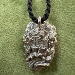 Pewter oyster shell Textured Pendant Necklace